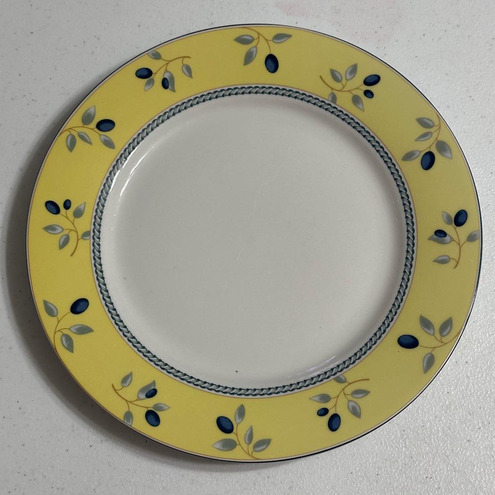 Royal Doulton Blueberry 10" Dinner Plate Yellow Rim‎ Fruit Pattern Discontinued